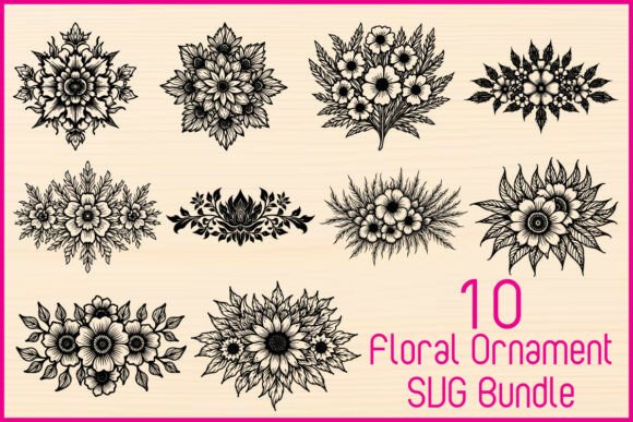 10 Floral Ornament SVG Bundle: Elevating Modern Design with Timeless Elegance