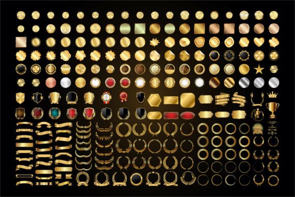 236 Golden Decorative Emblem Label Set: Elevate Your Designs with Premium Quality