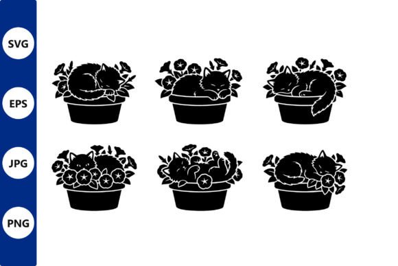 Cat Silhouettes in Flower Pots: A Design Study of Contrast and Harmony