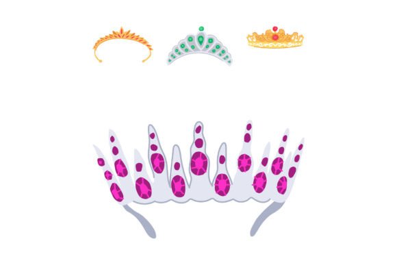 Collection of Ornate Tiaras Crowns with Gems