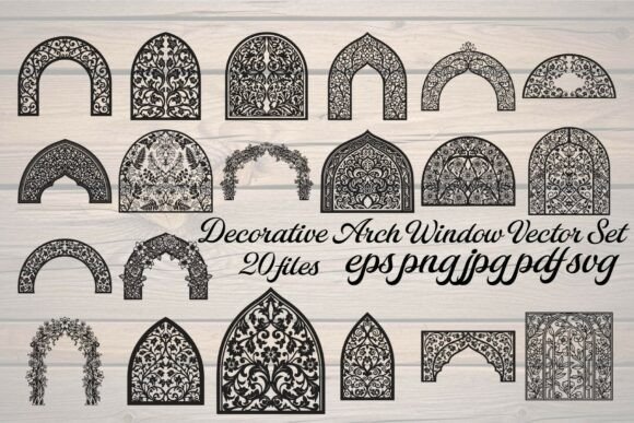 Decorative Arch Window Vector Set: Elevating Design with Timeless Elegance