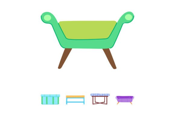 Different Type Furniture Benches Set Ico