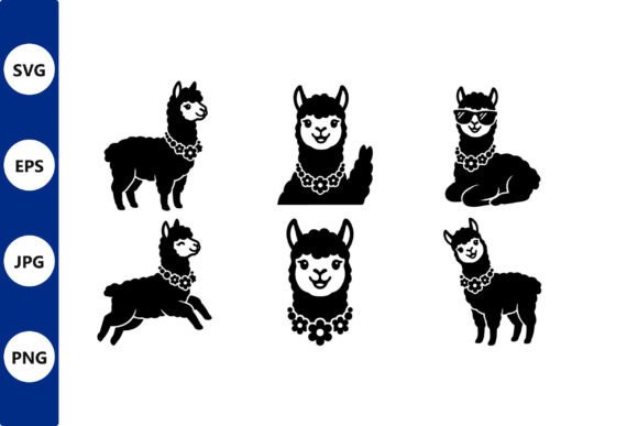 Elevating Creative Projects with Llamas with Flower Necklaces Vector Art