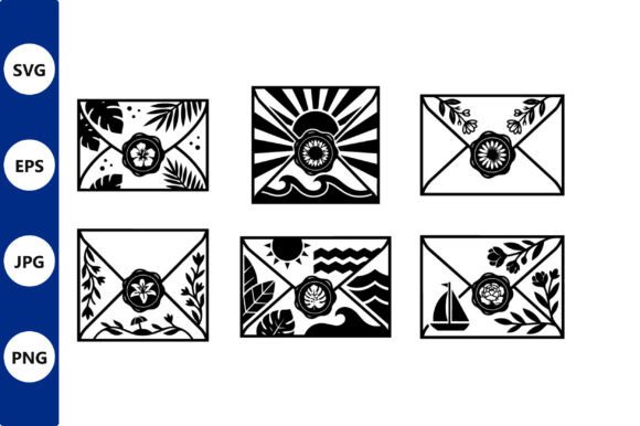 Envelope Icon Set in Floral Wax Seal