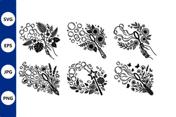 Floral Wand Vector Collection: Defining Elegance in Digital Line Art