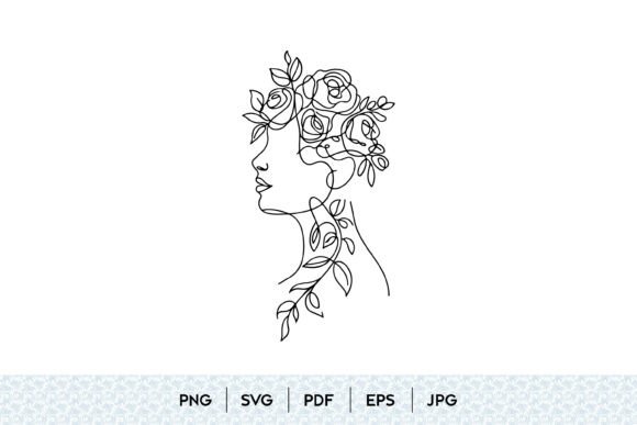Floral Woman One Line Art SVG: Modern Design