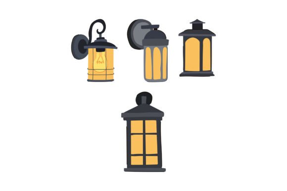 Hand Drawn Exterior Lamps Illuminating L: A Blueprint for Warmth and Character