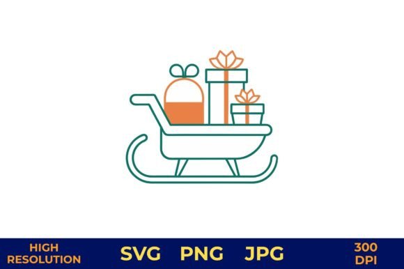 Holiday Sled with Gifts Vector Design