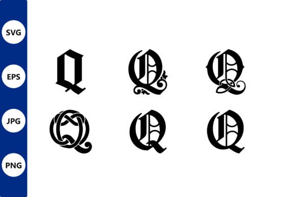 Ornate Q Glyphs Vector Set: Gothic Elegance