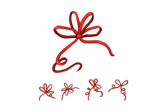 Red Bow Ribbon Set Decorating Presents