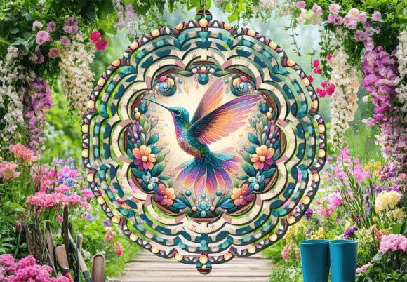Vibrant Jewel Hummingbird Wind Spinner