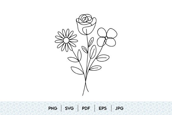 Wildflower Bouquet Line Art SVG: Elevate Your Design