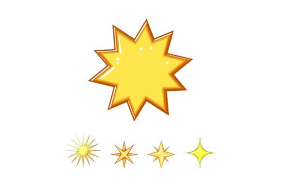 Yellow Star Burst and Sparkle Shapes Set