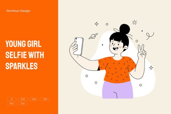 Young Girl Selfie with Sparkles: A Versatile Visual for Modern Digital Content